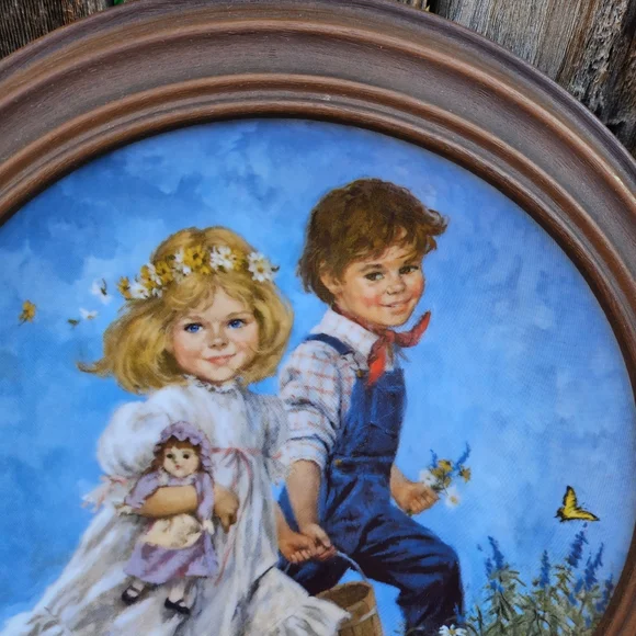 Jack And Jill Vintage Round Framed Painting of Children - Picture 10 of 15